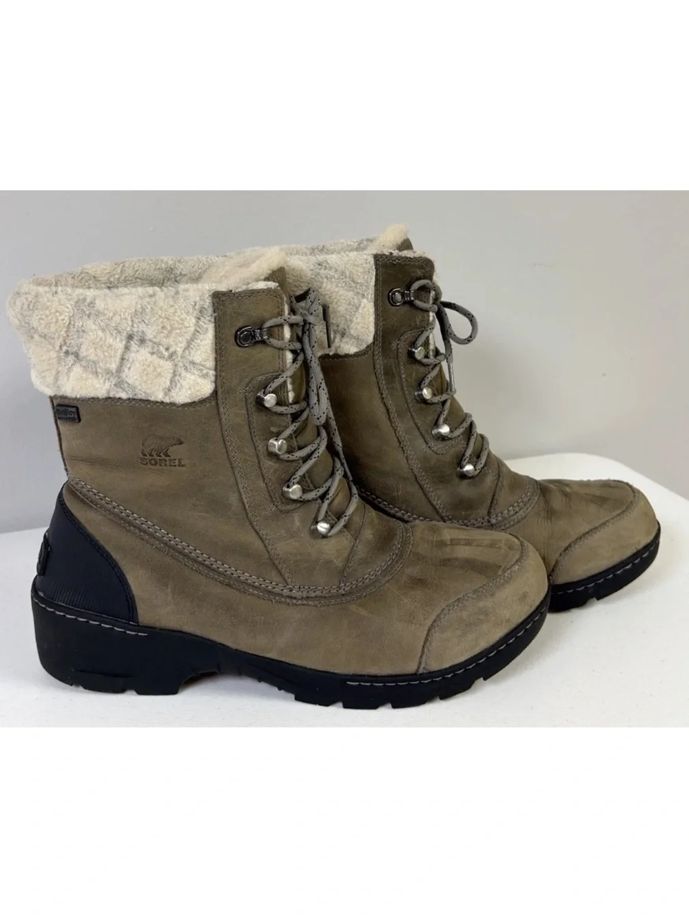 Sorel Women's Whistler Grey Lined Winter Snow Boots Waterproof Size 12